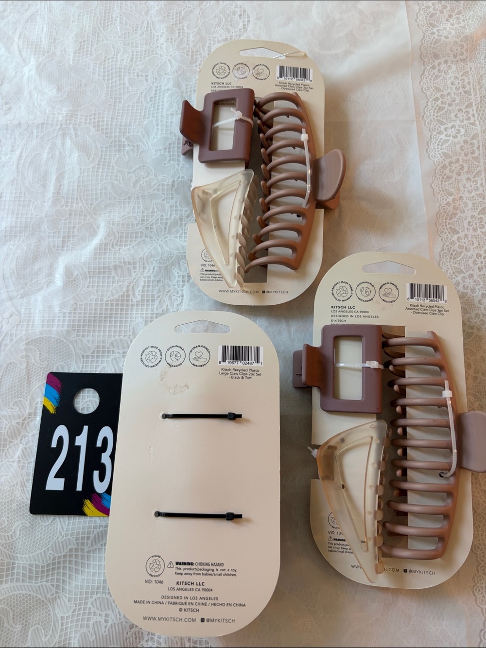 213,Kitsch Assorted Hair Claw Set - Black, Tortoise, Mauve, Beige - Picture 4 of 8